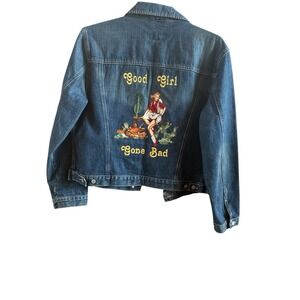 Gap Good Girl Gone Bad Woman's Extra Large Dark Denim Jacket Western Cowgirl